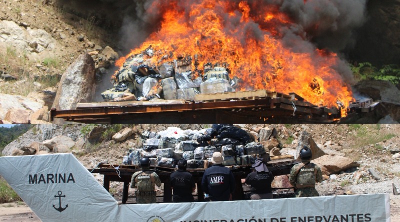 MARINA Y FGR DESTRUYEN CARGAMENTO HISTÓRICO DE COCAÍNA EN GUERRERO