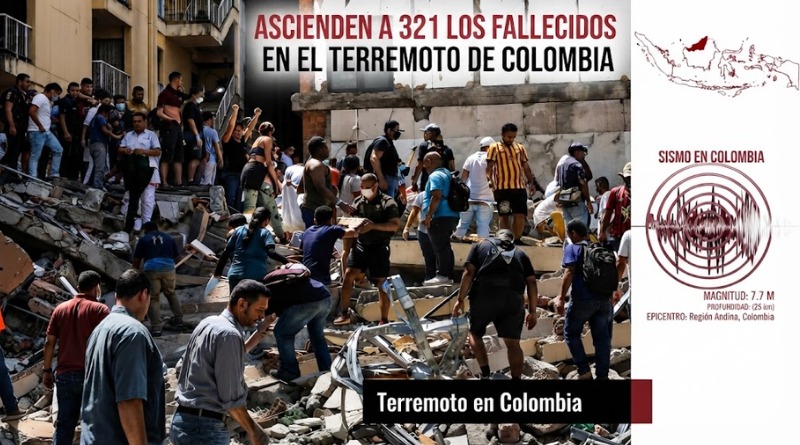 AUMENTAN A 321 LAS VÍCTIMAS MORTALES DEL TERREMOTO COLOMBIANO