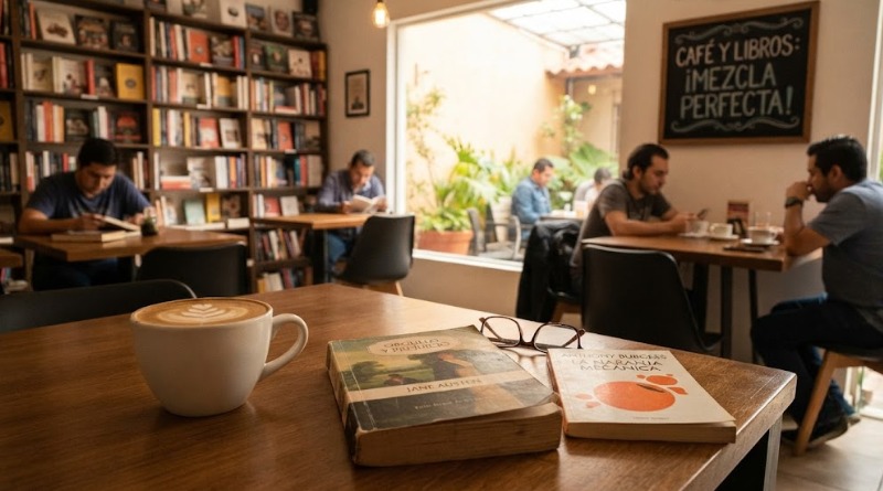 CAFECITO Y LIBROS FORMAN UNA MEZCLA PERFECTA