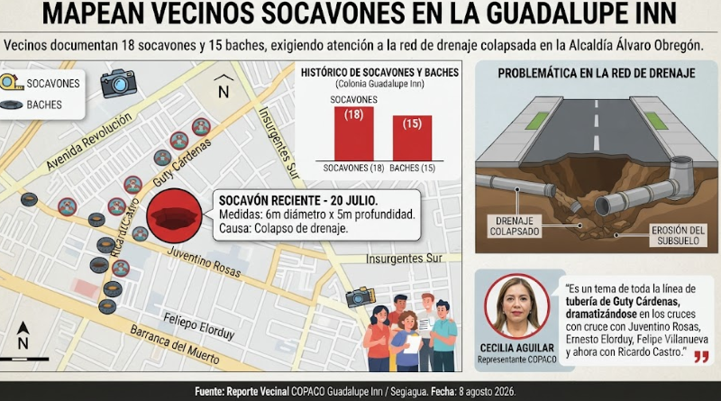 MAPA DE SOCAVONES EN LA GUADALUPE INN CREADO POR VECINOS