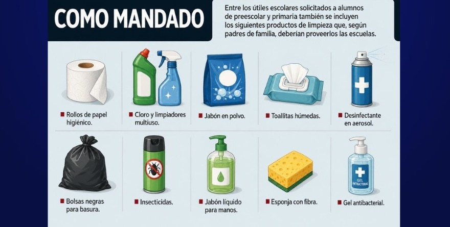 NECESARIO CLORO, JABÓN E INSECTICIDA EN LISTAS DE ÚTILES