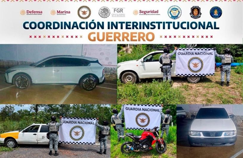 FGE GUERRERO ASEGURA VEHÍCULOS Y PROBABLE DROGA DURANTE ACCIONES INTERINSTITUCIONALES EN XALTIANGUIS Y EL OCOTITO