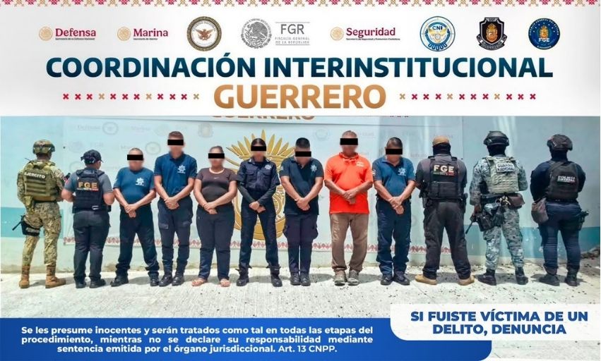 FGE GUERRERO EJECUTA CATEO Y DETIENE POR DESAPARICIÓN FORZADA A SIETE POLICÍAS MUNICIPALES DE COYUCA DE BENÍTEZ